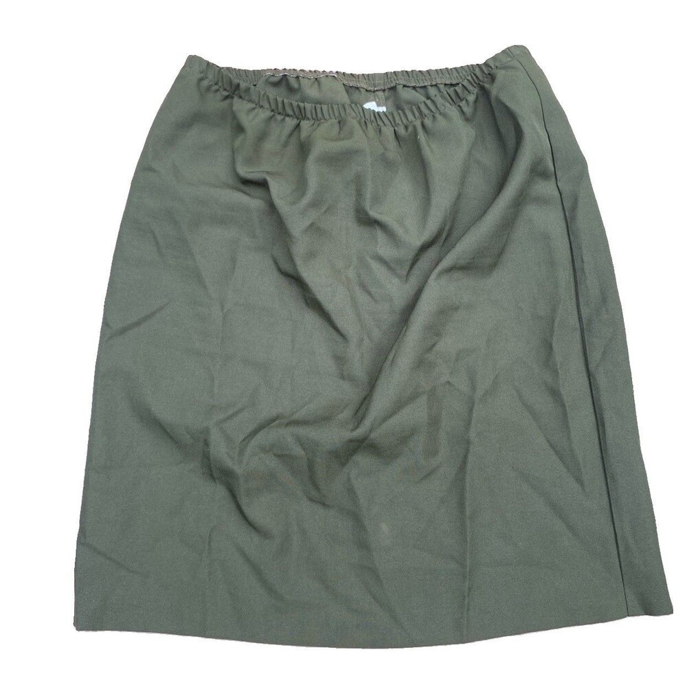 VTG Olive Green Pencil Skirt USA-Made Pull On Womens Size 20 Knee Length